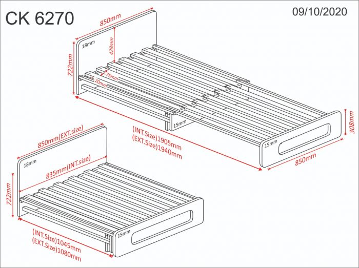 Cosmic High Sleeper Bed With Futon - White