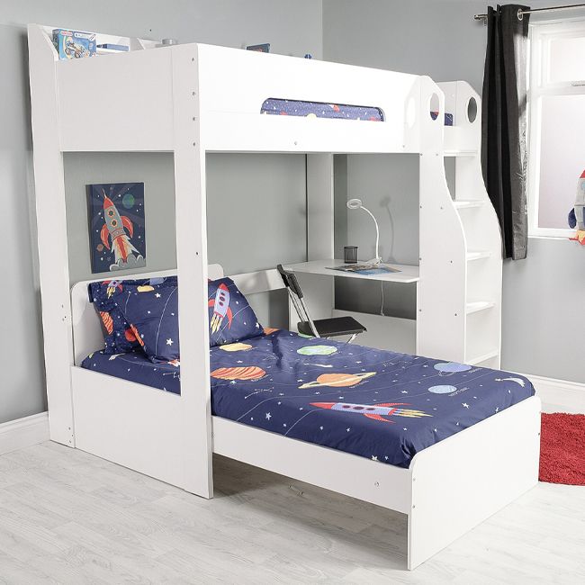 Cosmic L-Shaped Bunk Bed - White