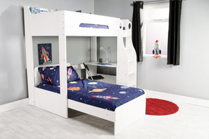 Cosmic High Sleeper Bed With Futon - White