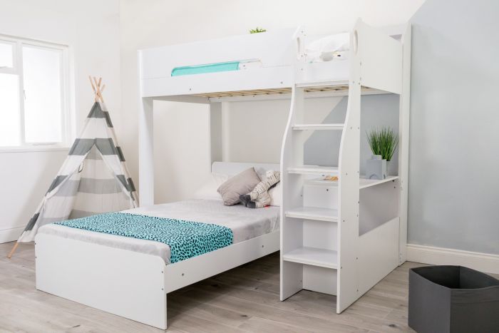 Cosmic L-Shaped Triple Bunk Bed - White