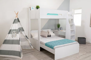 Cosmic L-Shaped Triple Bunk Bed - White