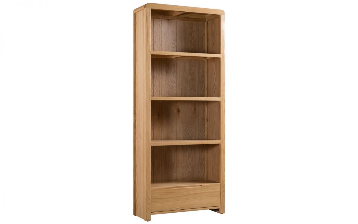 Curve Oak Bookcase - 30cm D x 80cm W x 190cm H