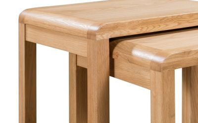 Curve Oak Nest of 2 Tables - 40cm D x 50cm W x 50cm H