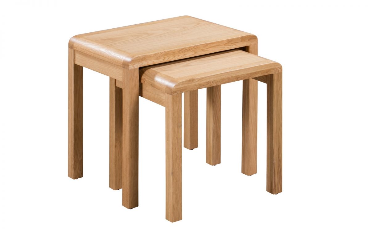Curve Oak Nest of 2 Tables - 40cm D x 50cm W x 50cm H
