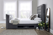 Load image into Gallery viewer, Titan TV Media Bed Marbella Grey Fabric - Available in KingSize &amp; SuperKing

