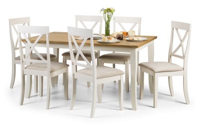 Davenport Dining Table - White & Oak - 90cmD x 150cmW x 75cmH