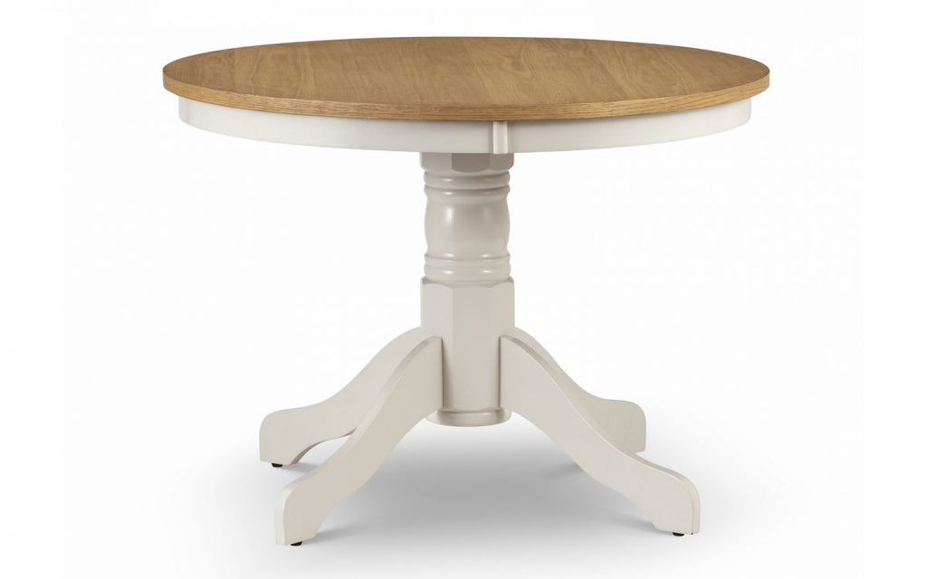 Davenport Pedestal (Round) Dining Table - Ivory & Oak - 106cmW x 75cmH