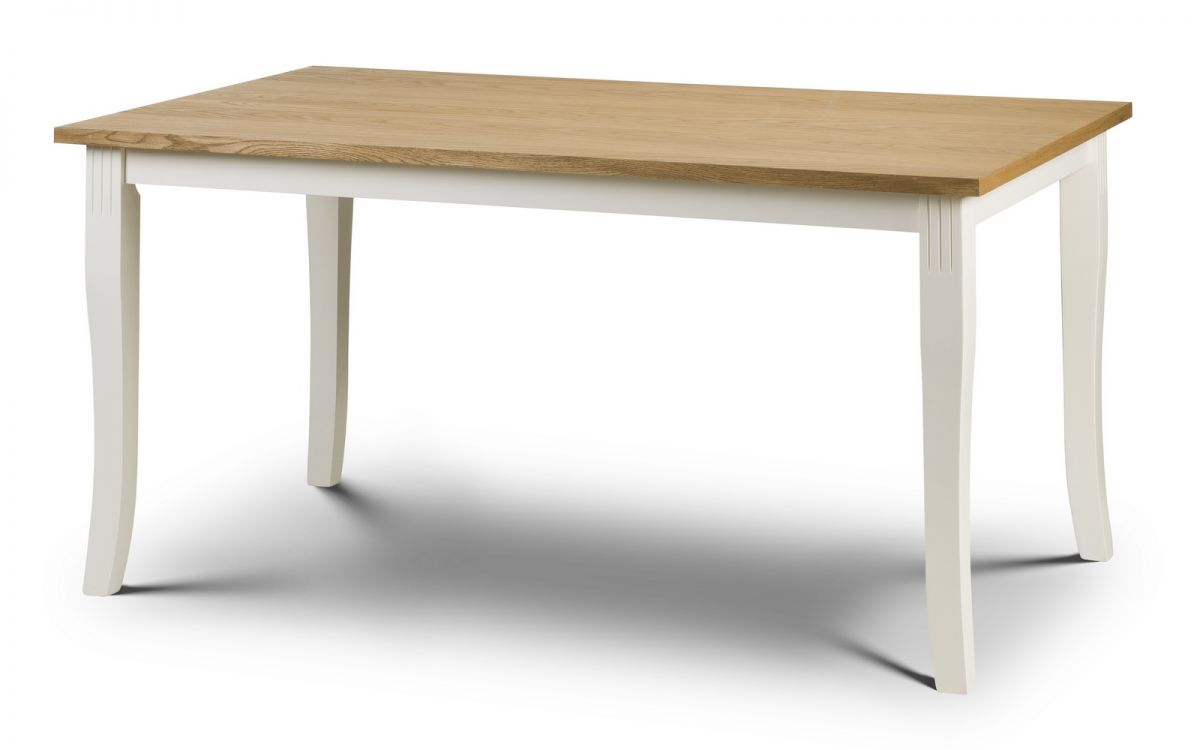 Davenport Dining Table - White & Oak - 90cmD x 150cmW x 75cmH