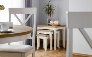 Davenport Dining Table - White & Oak - 90cmD x 150cmW x 75cmH