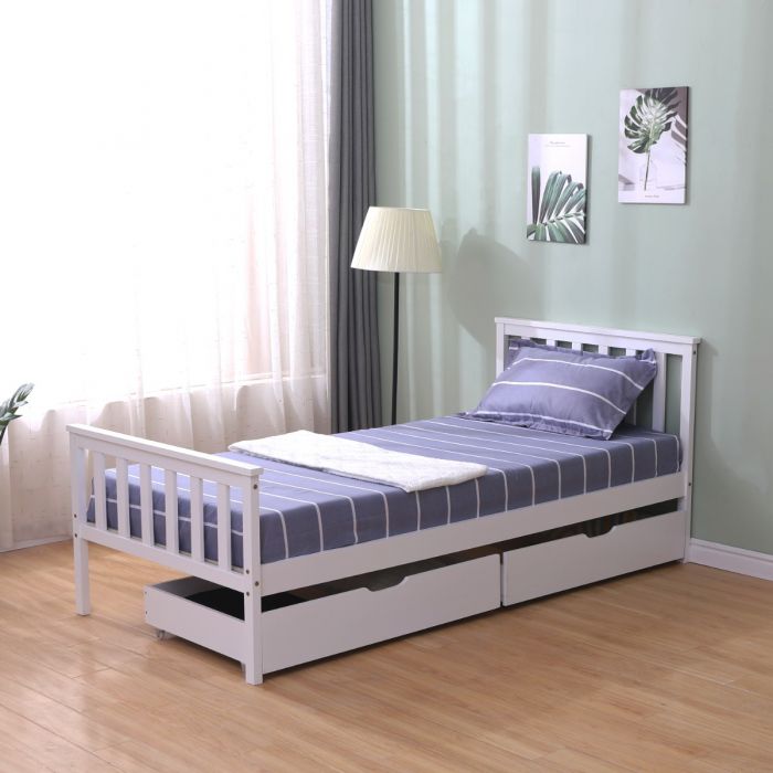 Larysa Wooden Single Bed - White
