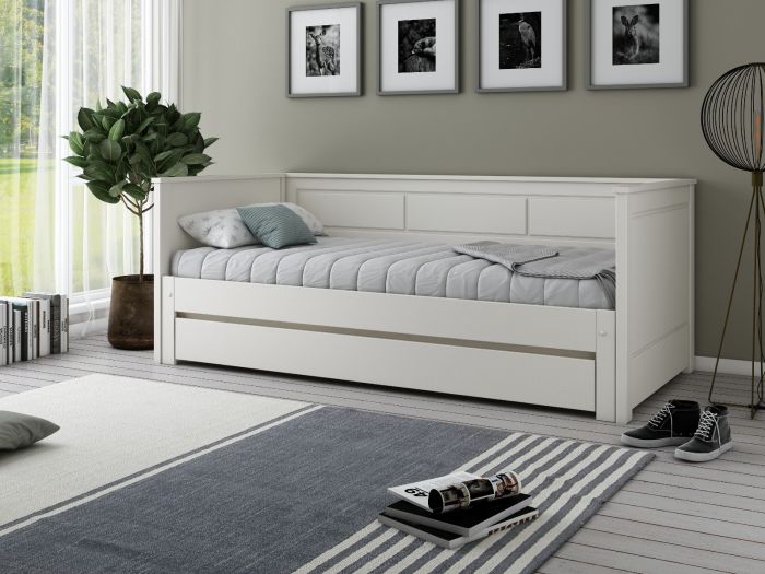 Erika Solid Wood Guest Bed & Mattress Bundle - Available in White or Grey