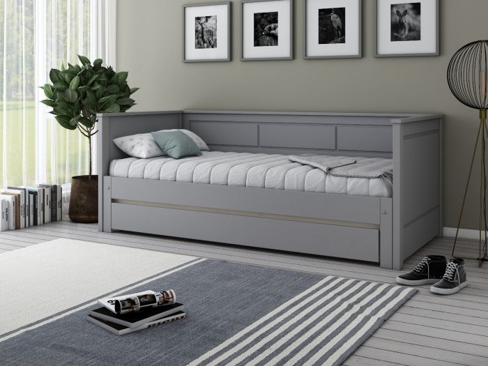 Erika Solid Wood Guest Bed & Mattress Bundle - Available in White or Grey