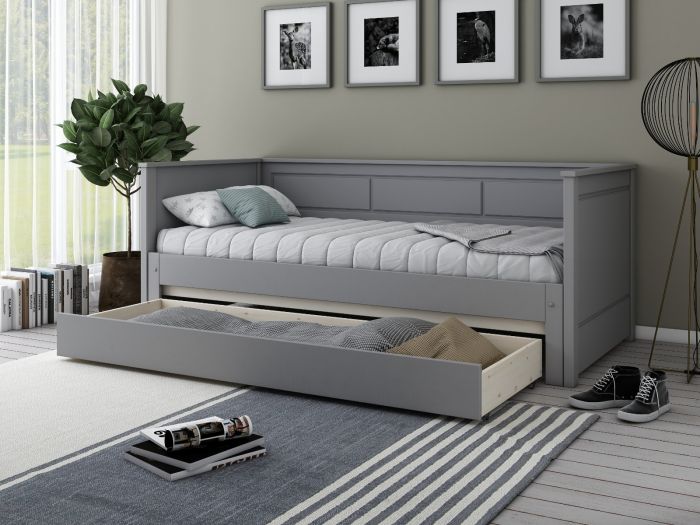 Erika Solid Wood Guest Bed & Mattress Bundle - Available in White or Grey
