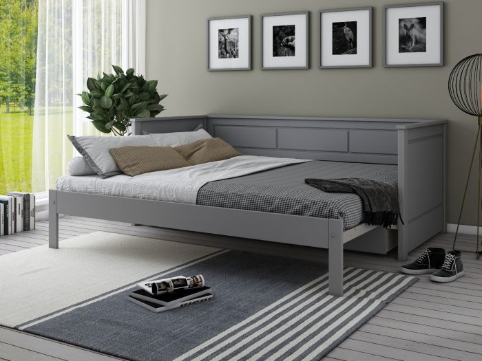 Erika Solid Wood Guest Bed & Mattress Bundle - Available in White or Grey