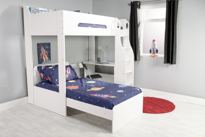 Cosmic L-Shaped Bunk Bed - White
