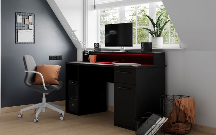 Zebra - Compact Gaming Desk With Colour Changing LED Lights