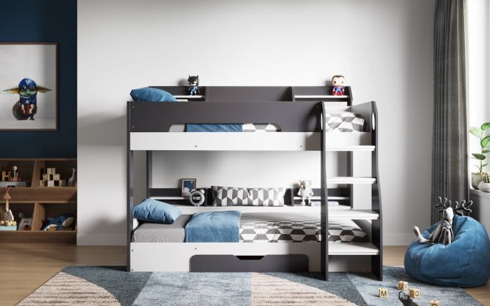 Flick Bunk Bed With Storage - Colour Options White or Grey or Oak