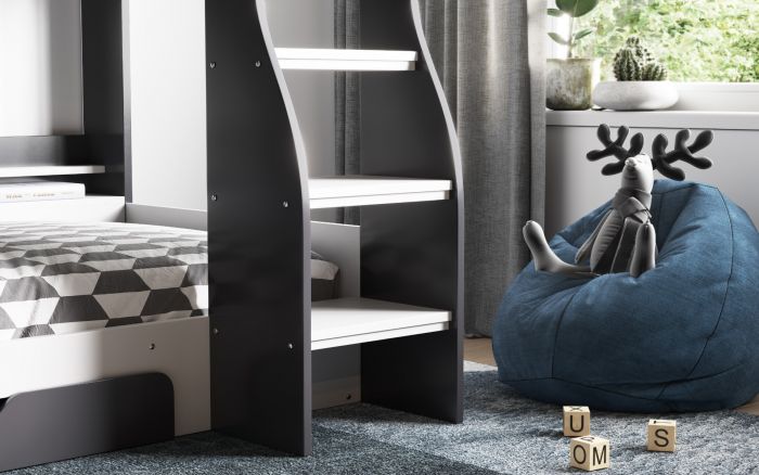 Flick Bunk Bed With Storage - Colour Options White or Grey or Oak