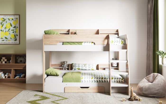 Flick Bunk Bed With Storage - Colour Options White or Grey or Oak