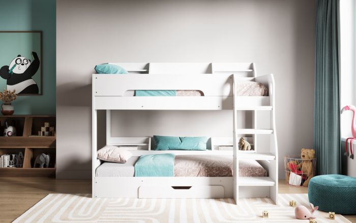 Flick Bunk Bed With Storage - Colour Options White or Grey or Oak