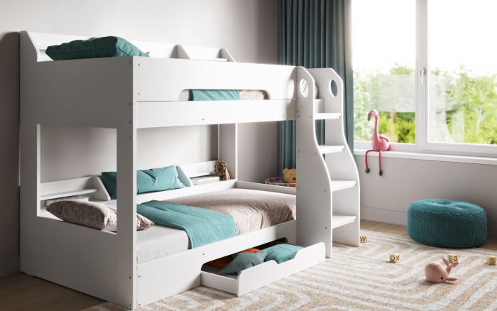 Flick Bunk Bed With Storage - Colour Options White or Grey or Oak