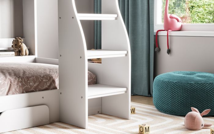Flick Bunk Bed With Storage - Colour Options White or Grey or Oak