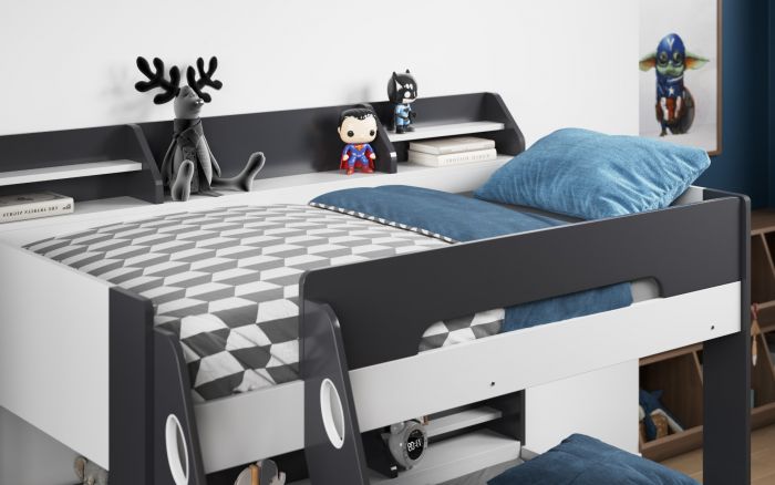 Flick Triple Bunk Bed With Storage - Colour Option White, Grey or Oak
