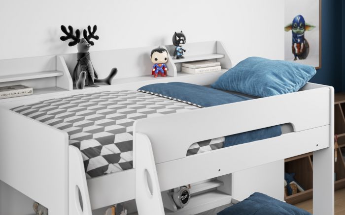 Flick Triple Bunk Bed With Storage - Colour Option White, Grey or Oak