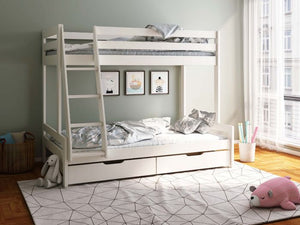 Noomi Nora Solid Wood Triple Bunk Bed - Colour Option White or Grey