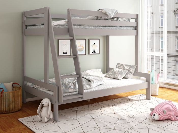 Noomi Nora Solid Wood Triple Bunk Bed - Colour Option White or Grey