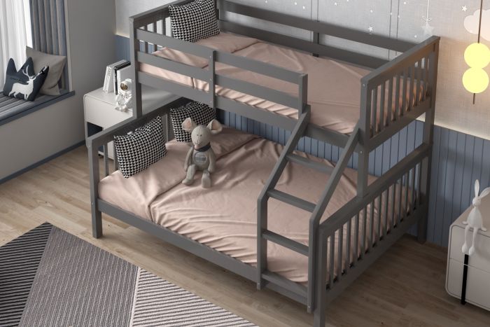 Wooden Zoom Triple Bunk Bed - Grey & White