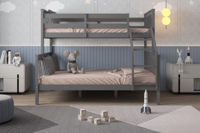 Wooden Zoom Triple Bunk Bed - Grey & White