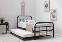 Load image into Gallery viewer, Henry Single Metal Bed Frame With Folding Guest Bed Trundle - Available in White or Black
