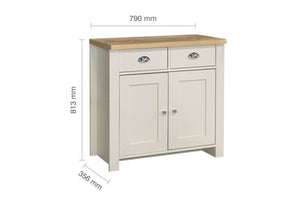 Highgate 2 Door 2 Drawer Sideboard - Available in Grey & Oak, Navy Blue & Oak, Cream & Oak