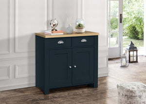 Highgate 2 Door 2 Drawer Sideboard - Available in Grey & Oak, Navy Blue & Oak, Cream & Oak