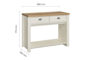 Highgate 2 Drawer Console Table - Available in Grey & Oak, Navy Blue & Oak, Cream & Oak