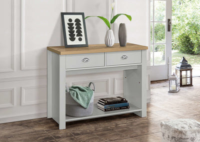 Highgate 2 Drawer Console Table - Available in Grey & Oak, Navy Blue & Oak, Cream & Oak