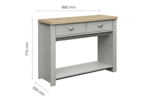 Highgate 2 Drawer Console Table - Available in Grey & Oak, Navy Blue & Oak, Cream & Oak