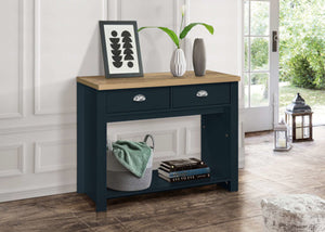 Highgate 2 Drawer Console Table - Available in Grey & Oak, Navy Blue & Oak, Cream & Oak