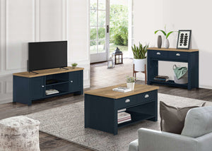 Highgate 2 Drawer Console Table - Available in Grey & Oak, Navy Blue & Oak, Cream & Oak