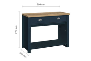 Highgate 2 Drawer Console Table - Available in Grey & Oak, Navy Blue & Oak, Cream & Oak