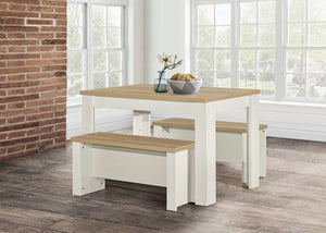 Highgate Dining Table & Bench Set - Available in Grey & Oak, Navy Blue & Oak, Cream & Oak