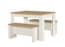 Load image into Gallery viewer, Highgate Dining Table &amp; Bench Set - Available in Grey &amp; Oak, Navy Blue &amp; Oak, Cream &amp; Oak
