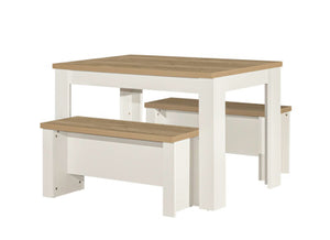 Highgate Dining Table & Bench Set - Available in Grey & Oak, Navy Blue & Oak, Cream & Oak