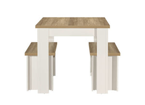 Highgate Dining Table & Bench Set - Available in Grey & Oak, Navy Blue & Oak, Cream & Oak