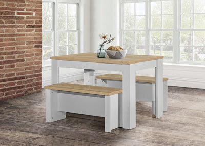 Highgate Dining Table & Bench Set - Available in Grey & Oak, Navy Blue & Oak, Cream & Oak