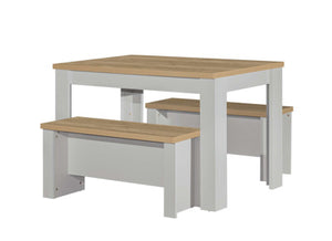 Highgate Dining Table & Bench Set - Available in Grey & Oak, Navy Blue & Oak, Cream & Oak