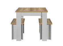 Load image into Gallery viewer, Highgate Dining Table &amp; Bench Set - Available in Grey &amp; Oak, Navy Blue &amp; Oak, Cream &amp; Oak
