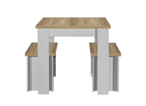 Highgate Dining Table & Bench Set - Available in Grey & Oak, Navy Blue & Oak, Cream & Oak