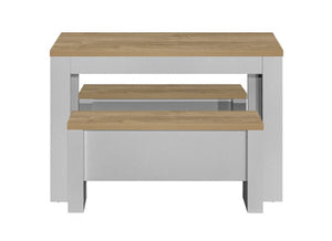 Highgate Dining Table & Bench Set - Available in Grey & Oak, Navy Blue & Oak, Cream & Oak